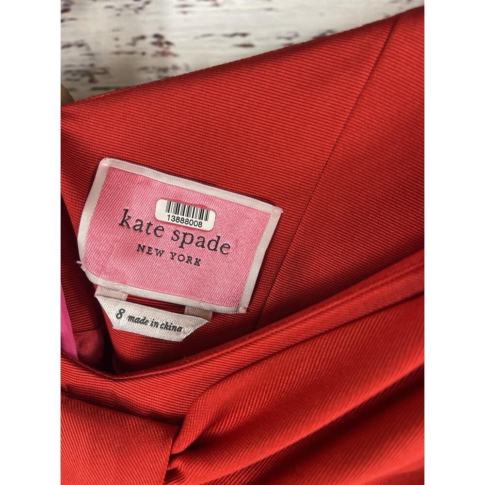 Kate Spade New York Dress Women's 8 Red Puff Sleeve Babydoll Mini Sweetheart Bow - Picture 7 of 12